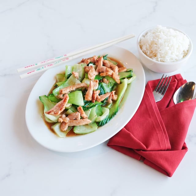 Stir-Fried Baby Bok Choy in Oyster Sauce.